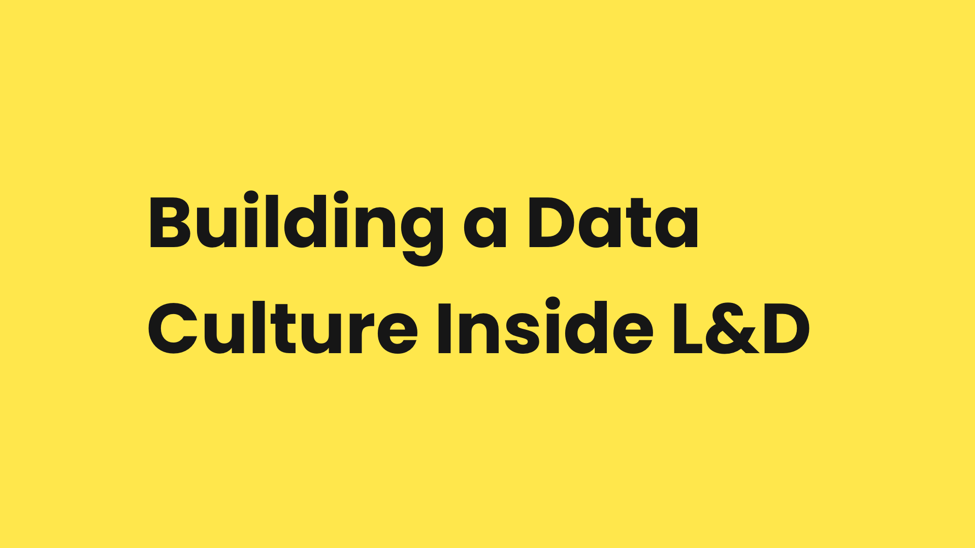 Building a Data Culture Inside L&D
